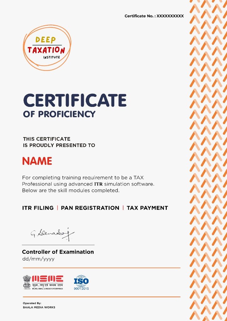 Income Tax Certification by Deep Taxation Institute