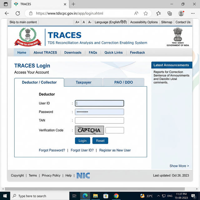 TRACES Portal Homepage